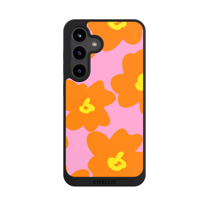Galaxy S24 NIVOpure Retro floral pattern pink and orange