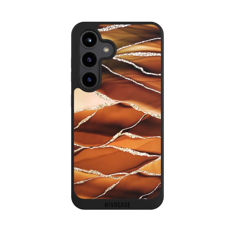 Galaxy S24 NIVOpure Brown Marble Stripes Glitter Look