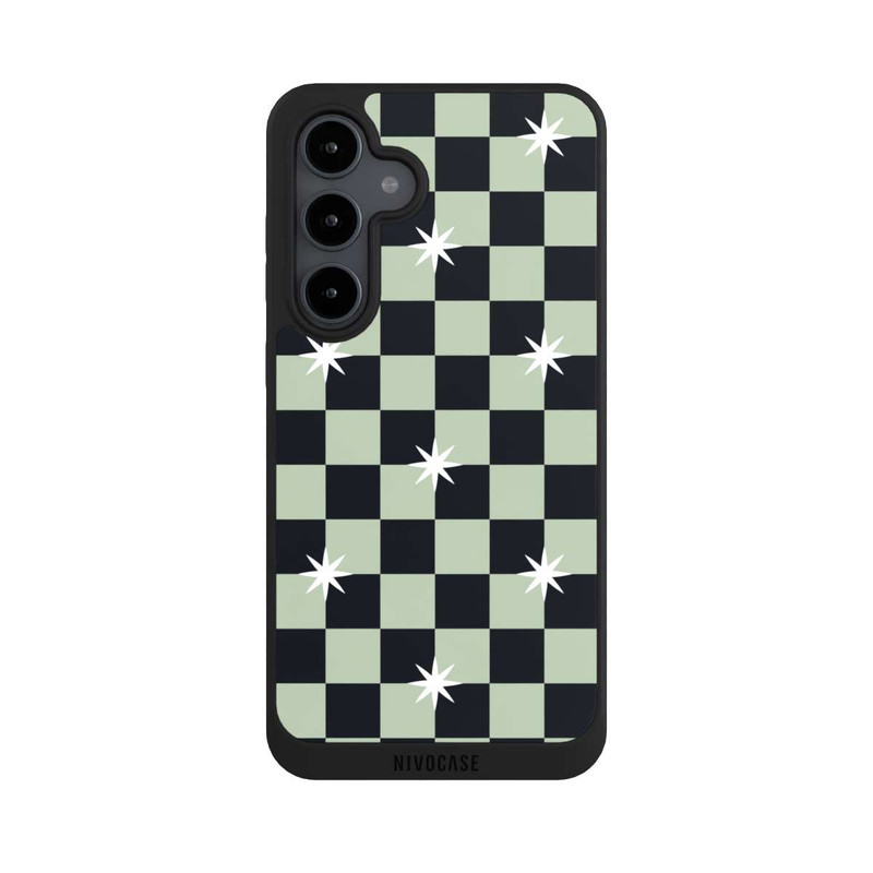 Galaxy S24 FE NIVOpure Checked Pattern Black Grey Stars