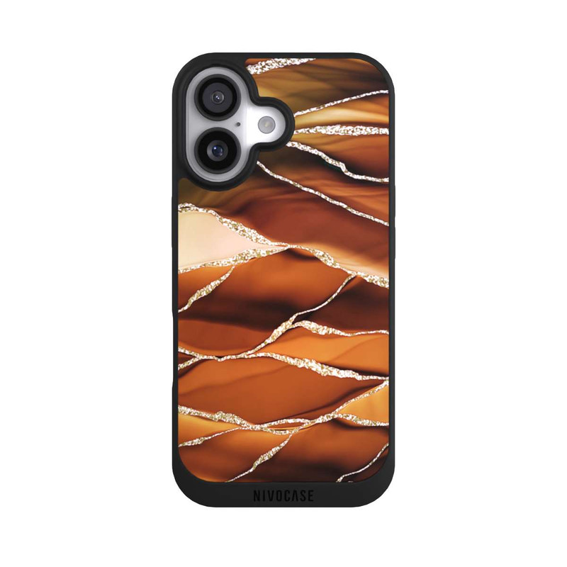 iPhone 17 NIVOpure Braune Marmorstreifen im Glitzer Look