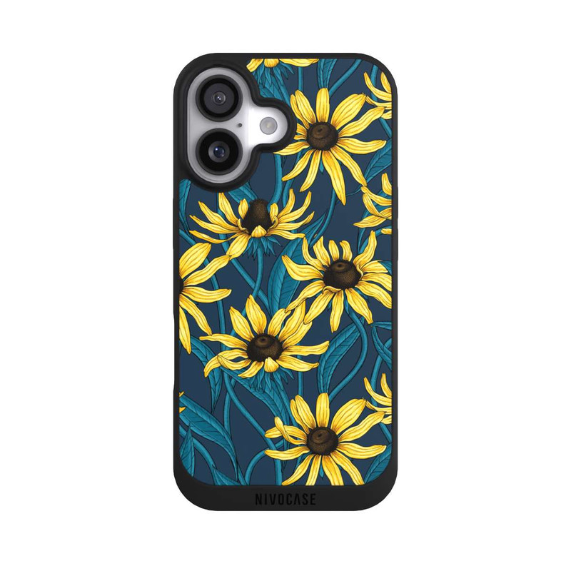 iPhone 17 NIVOpure Sunflowers Pattern Dark Illustration