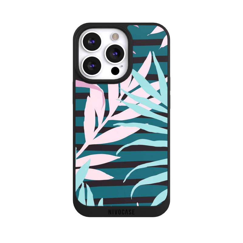 iPhone 13 Pro NIVOpure Pastel Jungle Leaves Pink Teal Seamless