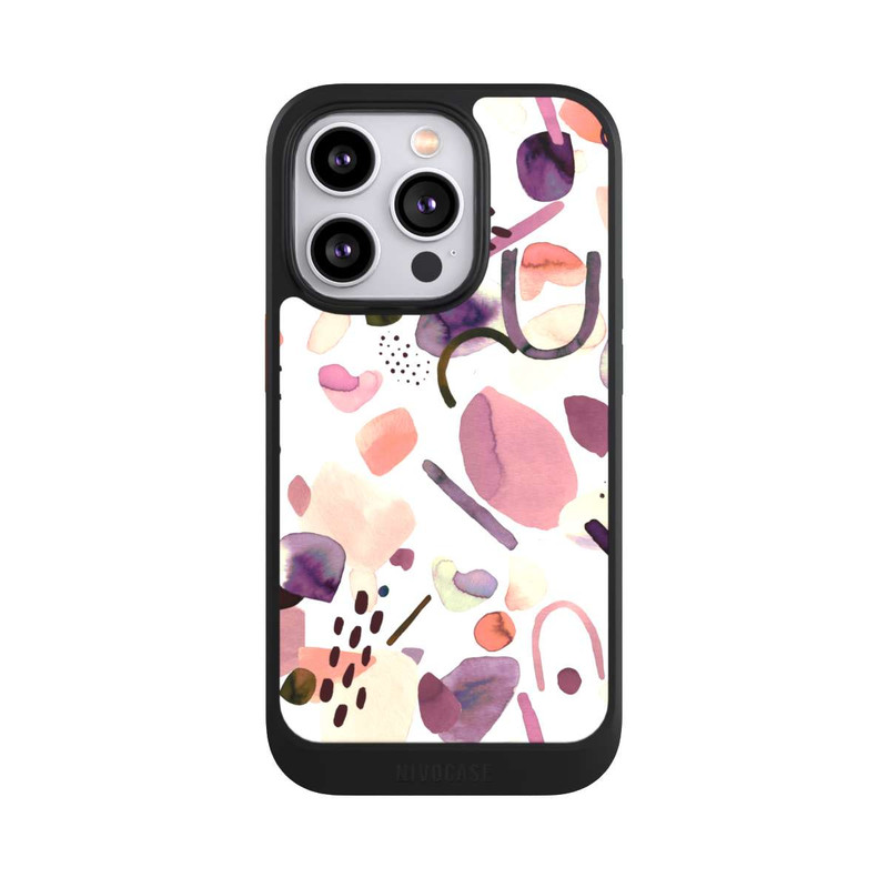 iPhone 14 Pro NIVOcore Aquarelle Formes abstraites Mauve