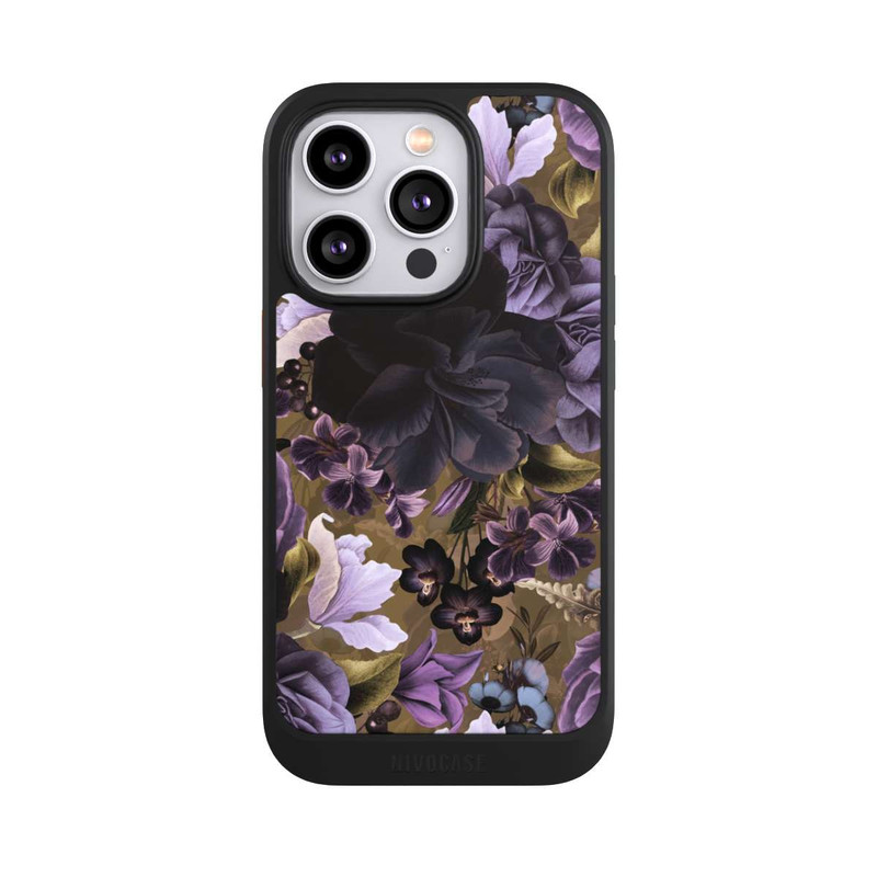 iPhone 14 Pro NIVOcore  Lila und goldene Vintageblumen