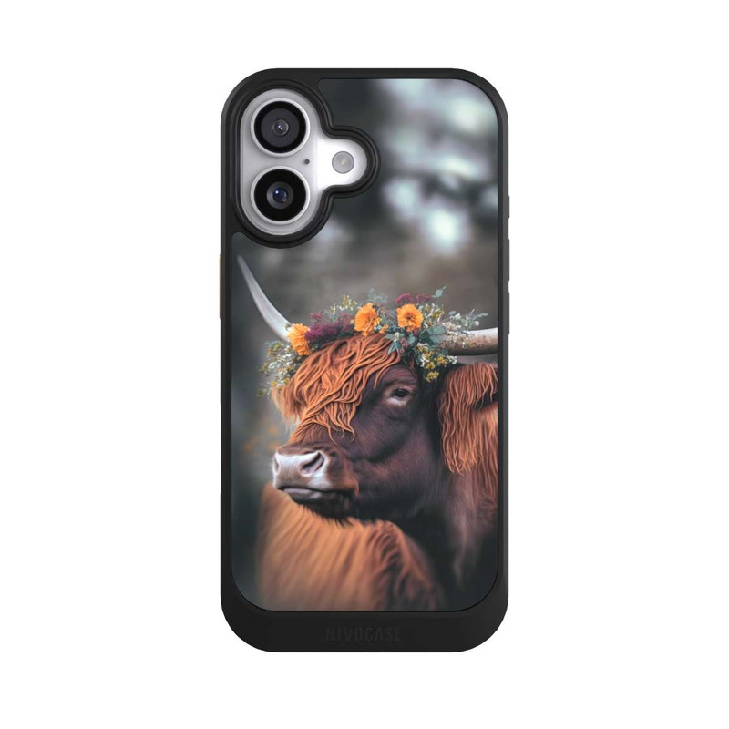 iPhone 17 NIVOcore Highland Cow With Flowers with AI