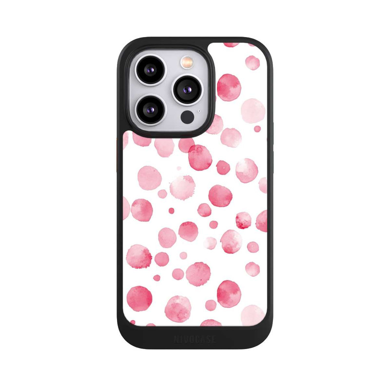 iPhone 14 Pro NIVOcore Motif aquarelle à pois roses