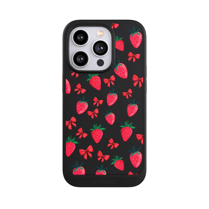 iPhone 14 Pro NIVOcore Strawberry Heart Ribbon Pattern Transparent