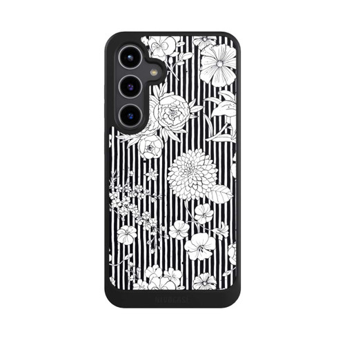 Samsung Galaxy S24+ NIVOcore Fleurs et rayures noir et blanc