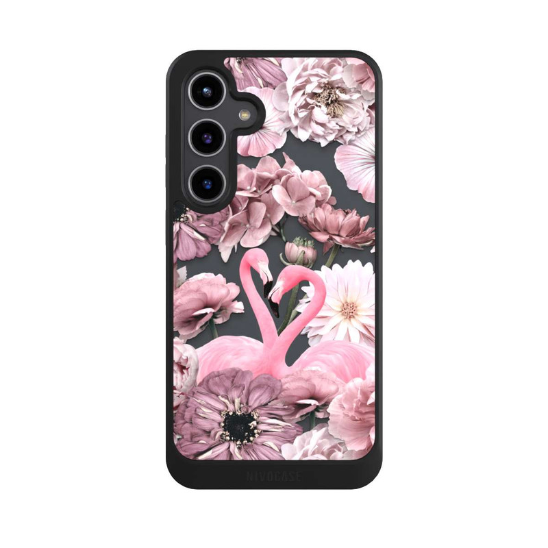 Galaxy S24 + NIVOcore Flamants roses en motif de fleurs