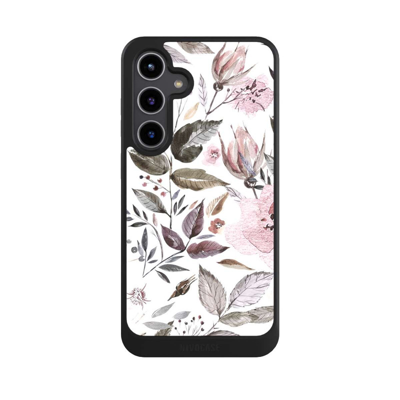 Galaxy S24 + NIVOcore Aquarelle Fleurs Roses Brunes