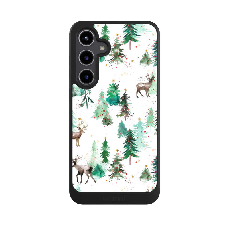 Galaxy S24 + NIVOcore Cerfs et arbres de Noël d'hiver