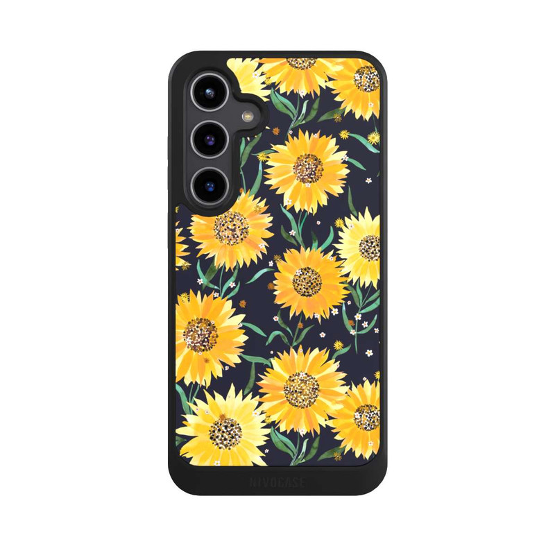 Galaxy S24 + NIVOcore Fleurs de Tournesol sur Fond Noir