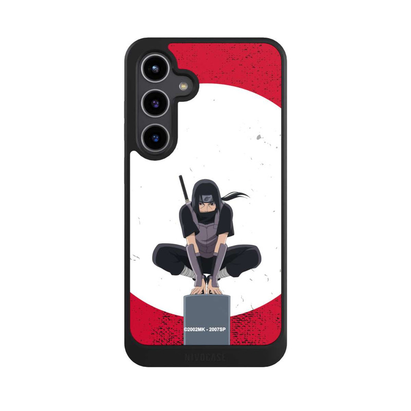 Galaxy S24 + NIVOcore Symbole Itachi Uchiha fond rouge