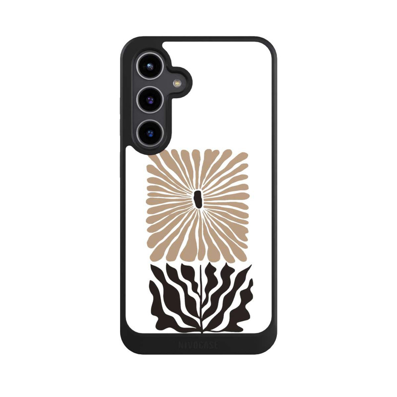 Galaxy S24 + NIVOcore Fleur Bohème Marron sur Blanc