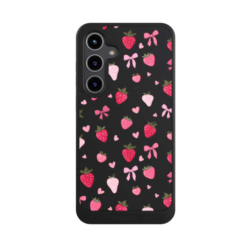 Samsung Galaxy S24+ NIVOcore Strawberry Ribbon Pattern Pink Transparent