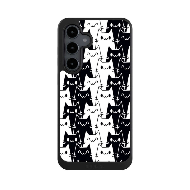 Galaxy S24 FE NIVOcore Papier Peint Chat Noir Blanc