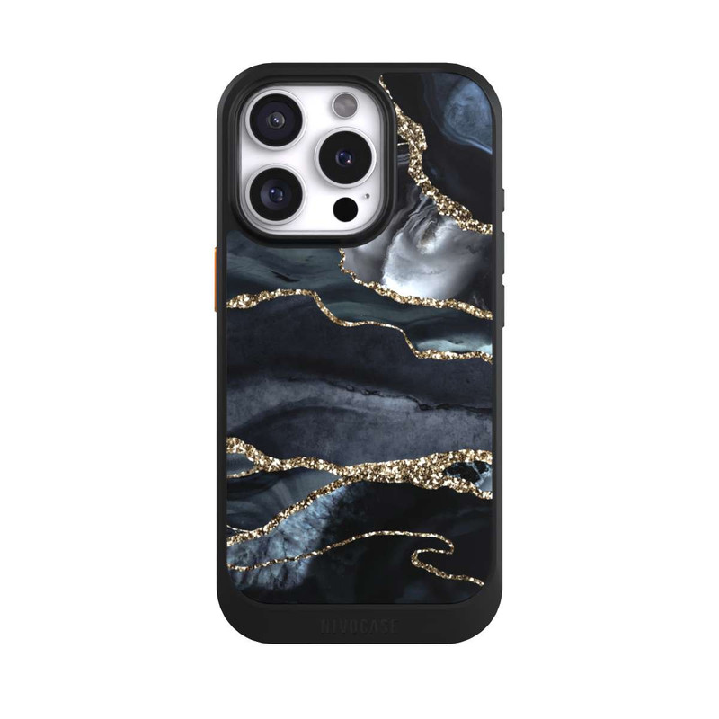 iPhone 16 Pro NIVOcore Dark Marble Gold Glitter Look