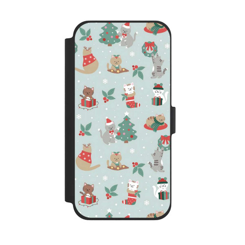Apple iPhone 13 Pro Max NIVOflip Cute Winter Wonderland Christmas Festive Cats on Teal