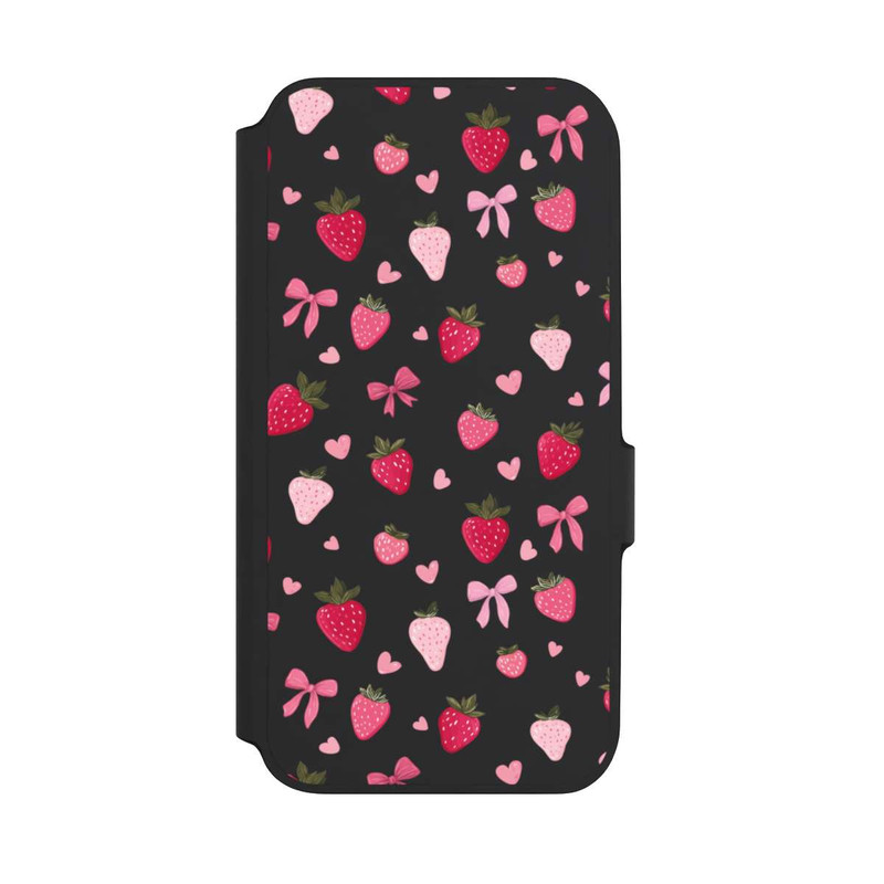 Galaxy A54 5G NIVOflip Strawberry Ribbon Pattern Pink Transparent