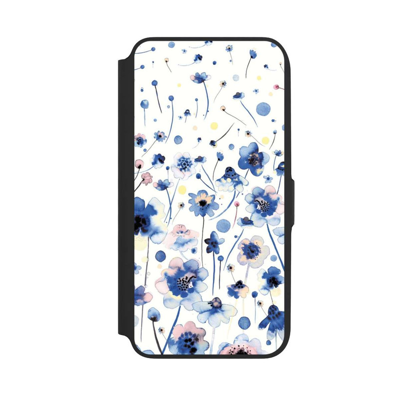 Galaxy A16 5G NIVOflip Watercolor Ink Blue Flowers