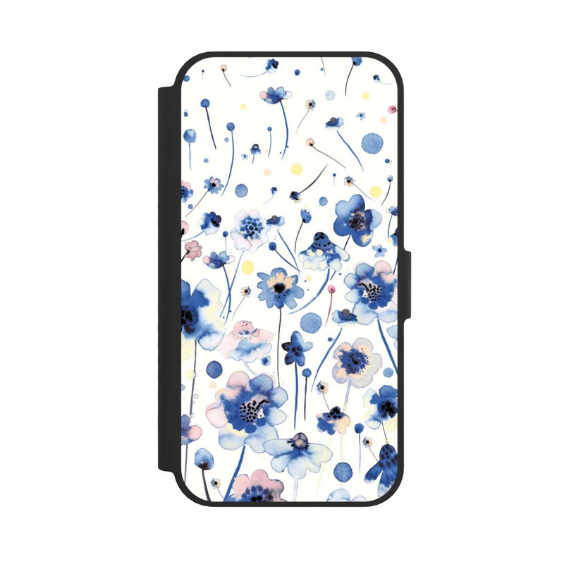 iPhone 16e NIVOflip Watercolor Ink Blue Flowers