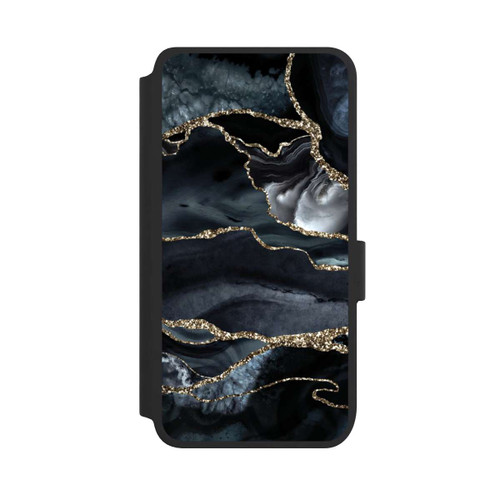 Samsung Galaxy S25 NIVOflip Dark Marble Gold Glitter Look