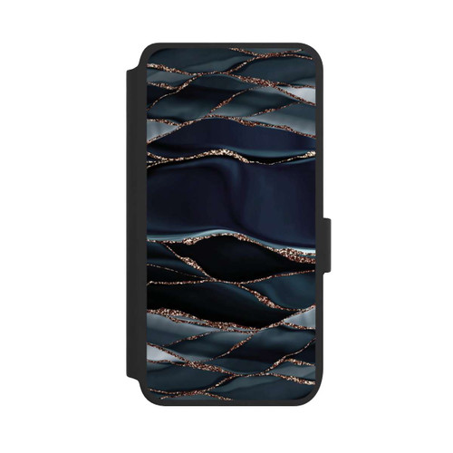 Samsung Galaxy S25 NIVOflip Dark Grey Stripes Golden LooK