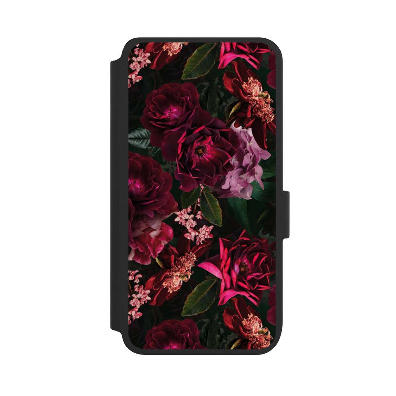 Galaxy S25 NIVOflip Dark Red and Pink Flowers