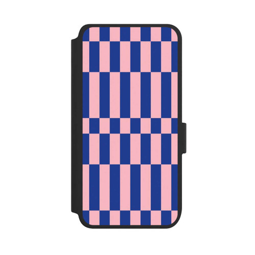 Samsung Galaxy S25 NIVOflip Checked Abstract Bold Electric Blue and Pink Color Block