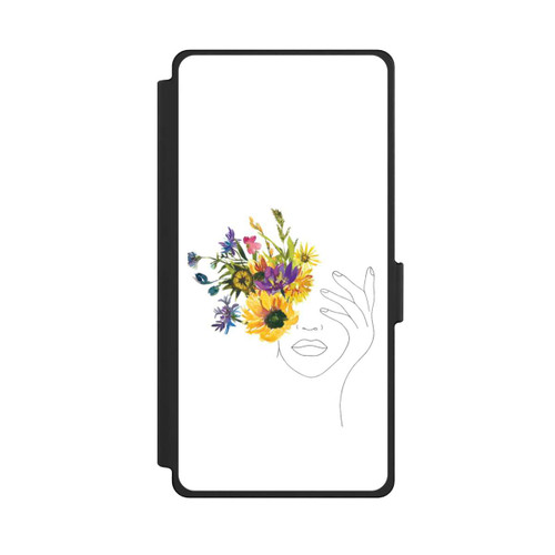 Samsung Galaxy S25 Ultra NIVOflip Line Art Woman sunflowers