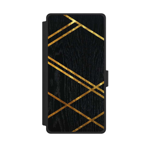 Samsung Galaxy S25 Ultra NIVOflip Black Geometric Pattern Golden Stripes