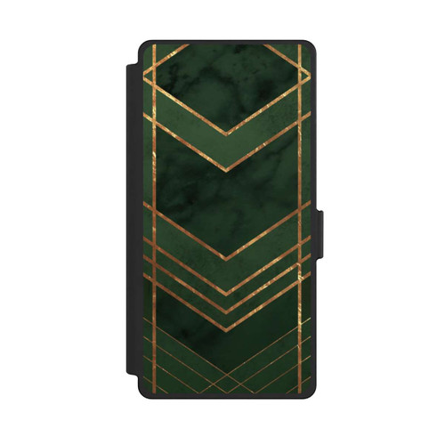 Samsung Galaxy S25 Ultra NIVOflip Dark Green Pattern Golden Stripes