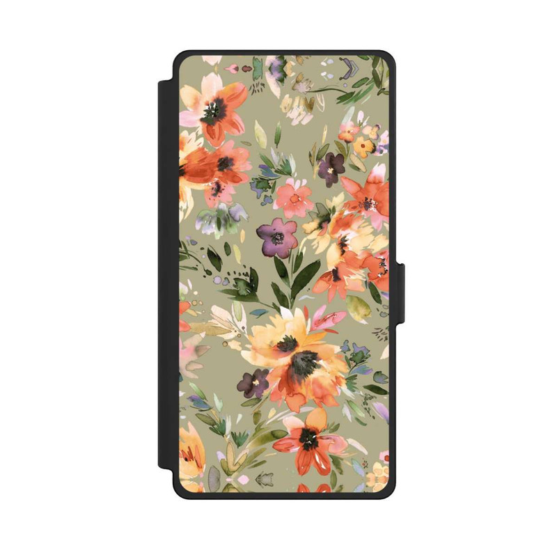 Galaxy S25 Ultra NIVOflip Painterly Tropical Flowers Sage Green