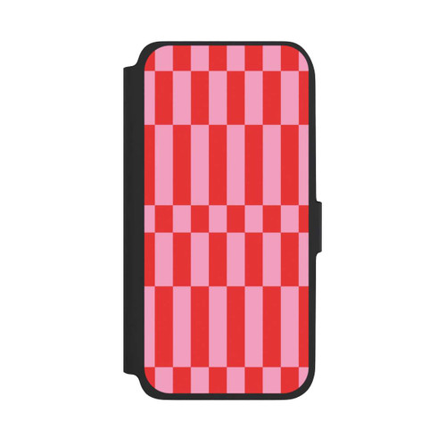 Samsung Galaxy A17 5G NIVOflip Checked Abstract Bold Coral Red and Pink Color Block