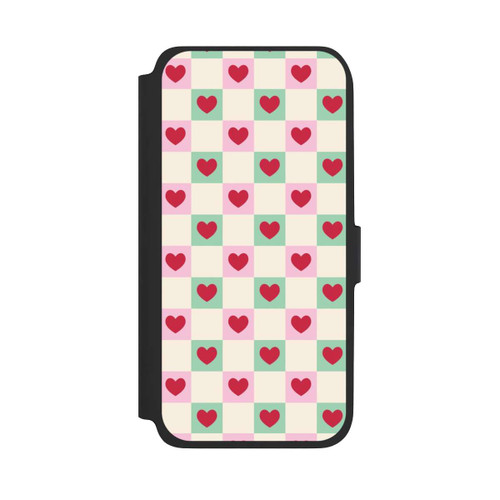 Samsung Galaxy A17 5G NIVOflip Valentine Checked Hearts Pattern Pink Green