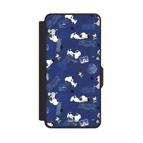 Samsung Galaxy S26+ NIVOflip Peanuts Travel Stamps Pattern Blue