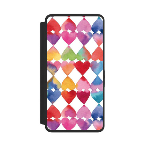 Samsung Galaxy S26 Ultra NIVOflip Colorful Watercolor Hearts Pattern