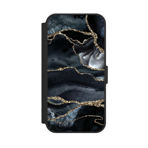 Apple iPhone 17e NIVOflip Dark Marble Gold Glitter Look