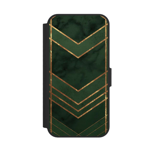 Apple iPhone 17e NIVOflip Dark Green Pattern Golden Stripes