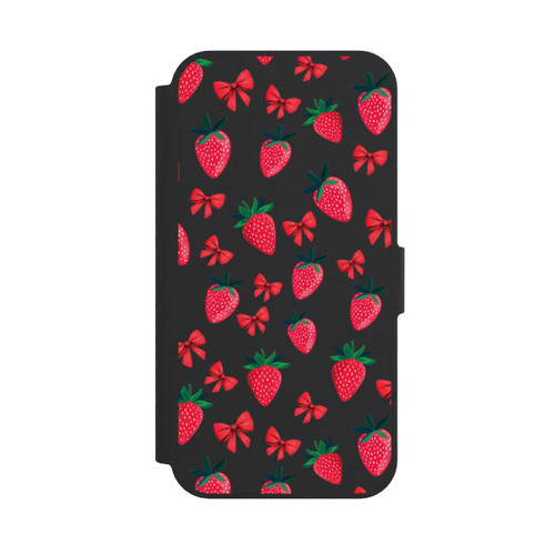 Apple iPhone 17e NIVOflip Strawberry Heart Ribbon Pattern Transparent