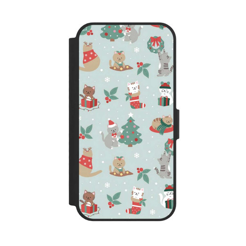 Apple iPhone 17e NIVOflip Cute Winter Wonderland Christmas Festive Cats on Teal