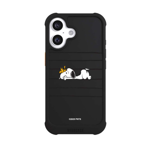 Apple iPhone 16 NIVOmax Snoopy Woodstock Streifen Peanuts Transparent