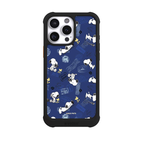 Apple iPhone 16 Pro Max NIVOmax Peanuts Travel Stamps Pattern Blue