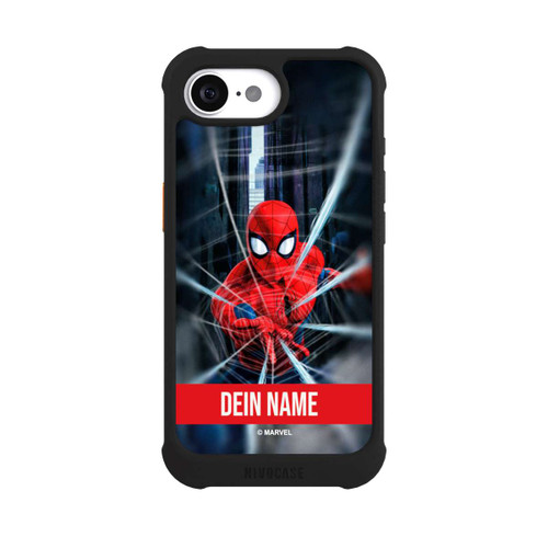 Apple iPhone 16e NIVOmax Spiderman Webs in Action customisable