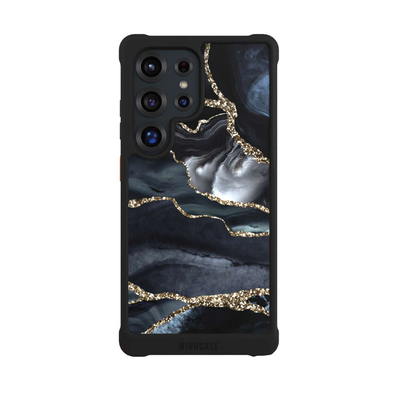 Galaxy S25 Ultra NIVOmax Dark Marble Gold Glitter Look