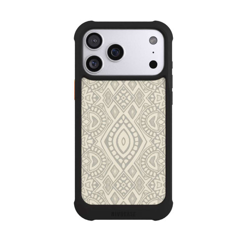 Apple iPhone 17 Pro Max NIVOmax Boho Geometric Mosaic Pattern Neutral Grey and Beige