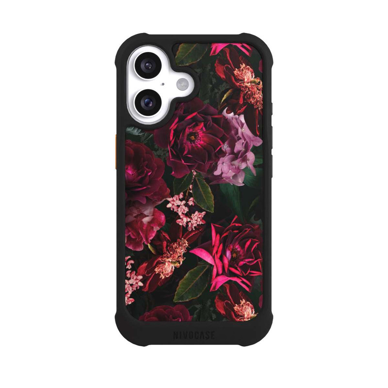 iPhone 16 NIVOmax Dark Red and Pink Flowers