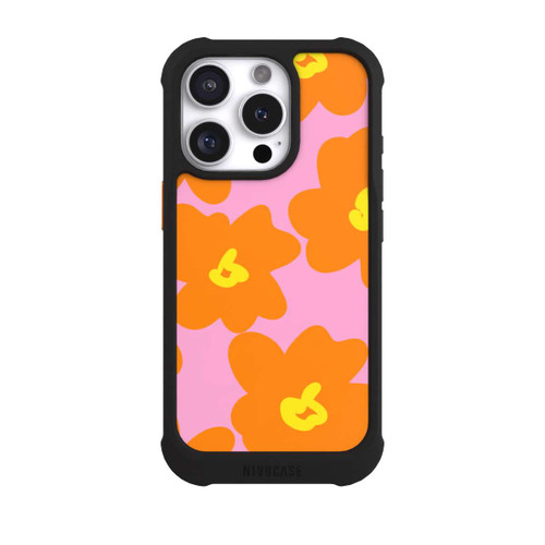 Apple iPhone 16 Pro NIVOmax Retro floral pattern pink and orange
