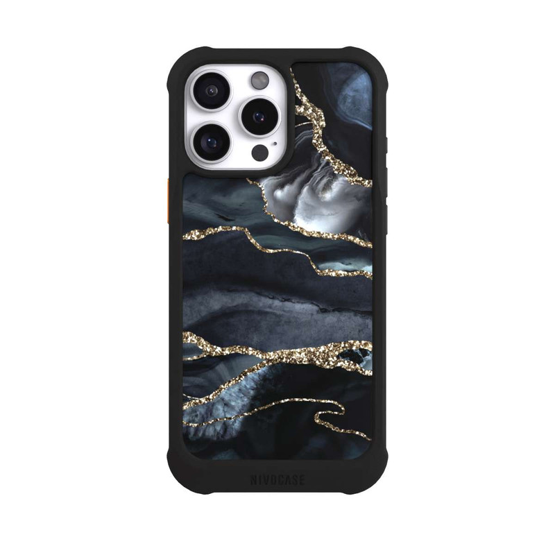 iPhone 16 Pro Max NIVOmax Dark Marble Gold Glitter Look
