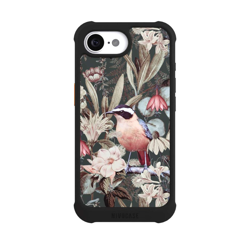 iPhone 16e NIVOmax Orange Bird in Vintage Flower Pattern